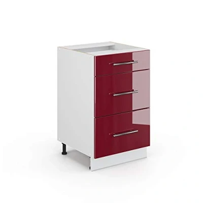 Afbeelding van Vicco Keukenonderkast Fame Line, Bordeauxrode hoogglans/Wit, 50 cm zonder werkblad