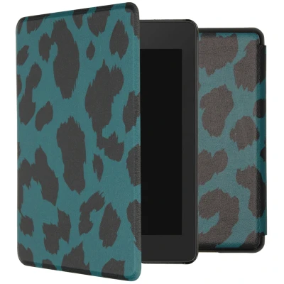 Afbeelding van iMoshion Ereader Cover / Hoesje Geschikt voor Amazon Kindle Paperwhite 4 Design Slim Hard Case Bookcase Groen Green Leopard