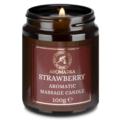 Afbeelding van Aardbei Massage Kaars 100 g Aroma Aromatherapie Sojawaskaarsen Cadeau Geurkaars in Potje Ontspanning Lichaamsverzorging