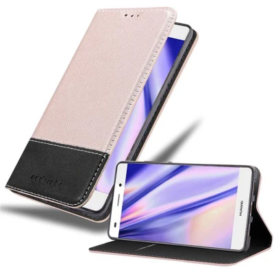 Afbeelding van Cadorabo Hoesje geschikt voor Huawei P8 LITE 2015 in ROSE GOUD ZWART Beschermhoes met magnetische sluiting, standfunctie en kaartvakje Book Case Cover Etui
