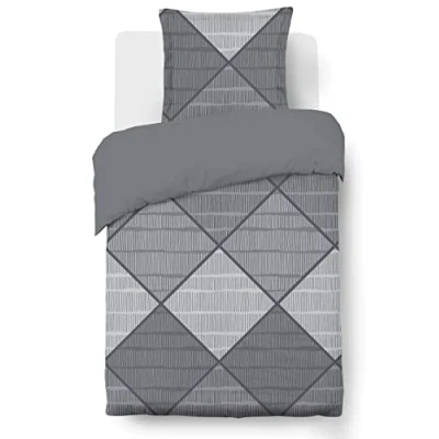 Afbeelding van Vision Harold Grey Dekbedovertrek 140 x 200 cm met 1 bijhorende sloop 100% katoen