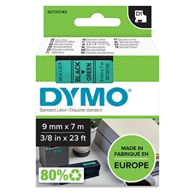 Afbeelding van Dymo 40919 (S0720740) Tape Zwart op groen (9 mm)
