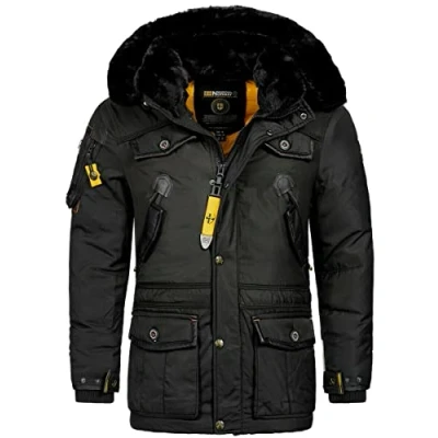 Afbeelding van Geographical Norway FVSB Parka Outdoor ACORE Luxus SKI Warme winterjas voor heren, zwart.