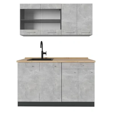 Afbeelding van Vicco Eenpersoonskeuken R Line, Beton/antraciet, 140 cm , WB Eik