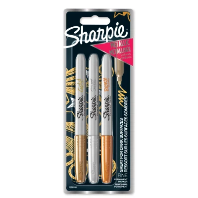 Afbeelding van Viltstift Sharpie rond 0.9mm metallic assorti blister à 3 stuks