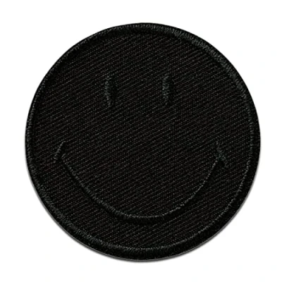 Afbeelding van Mono Quick Smiley Opstrijkbare patches voor kleding, geborduurd, maat 5 x cm, zwart