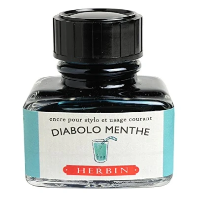 Afbeelding van Jacques Herbin 13033T Een 30 ml flesje inkt voor vulpennen en rollerball pennen, Diabolo mint
