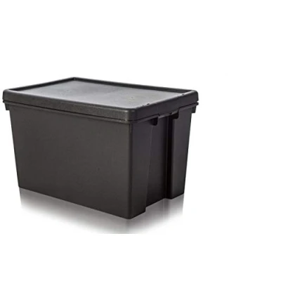 Afbeelding van Wham Set van 3 Bam Heavy Duty recyclingdozen 62 liter met deksel 59,5 x 40 37 cm zwart