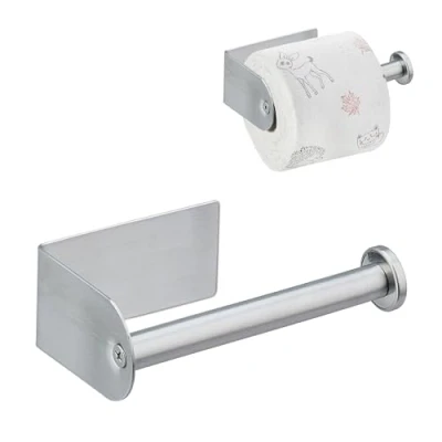 Afbeelding van Relaxdays zelfklevende toiletrolhouder wc rolhouder zonder boren closetrolhouder muur