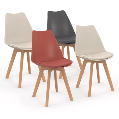 Image de Lot de 4 chaises scandinaves SARA mix color gris foncé, terracotta, beige x2