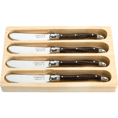 Afbeelding van Laguiole Style de Vie Botermessenset Premium Line Dark Wood 4 stuks