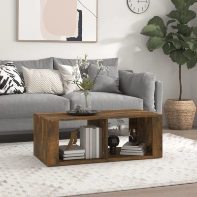 Afbeelding van Salontafel 100x50x36 cm bewerkt hout gerookt eikenkleurig