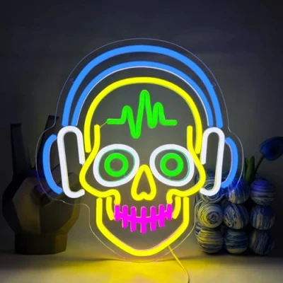 Afbeelding van UExnkj Y Schedel Neon Skelet USB aangedreven Verlichting met Schakelaar Wanddecoratie voor Halloween Slaapkamer Neonlampen
