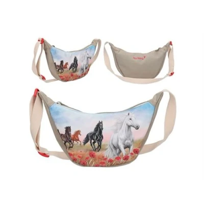 Image de Miss Melody Sac à bandoulière petit, demi lune beige Sable Coquelicot