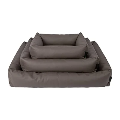 Afbeelding van District 70 URBAN Stoere design hondenmand Imitatie leer Kleur: Taupe, Maat: M 80 x 60 18 cm