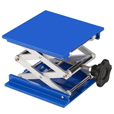 Afbeelding van stonylab 6 x inch lab jack, 150 mm geanodiseerd aluminium bovendek laboratorium ondersteuning jack platform lift stand tafel schaar met 10 kg steungewicht 63 tot 260 verticaal