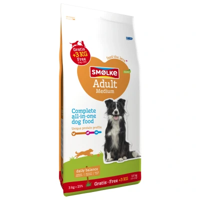 Afbeelding van Smolke Adult Medium Hondenvoer 12+3 kg Bonusbag