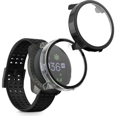 Afbeelding van kwmobile 2x cover geschikt voor Suunto Vertical Fitnesstracker van gehard glas en kunststof frame set transparant / zwart