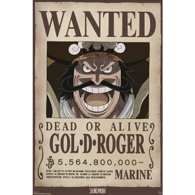 Afbeelding van Poster One Piece Wanted Gol ,D, Roger A3 Formaat 29.7 x 42CM