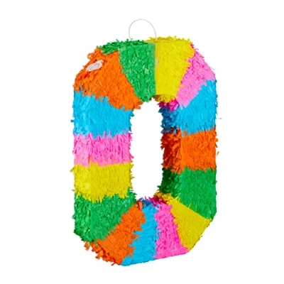 Afbeelding van Relaxdays pinata verjaardag getal piñata zelf vullen getallen van 0 tot 9 gekleurd