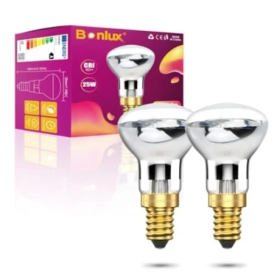 Afbeelding van Bonlux 2 x R39 E14 reflectorlamp, spot, dimbaar, lavalamp, 25 W, Edison, schroefbasis, SES lampen, warmwit, 2400 2600 K, 360 graden, stralingshoek 240 V