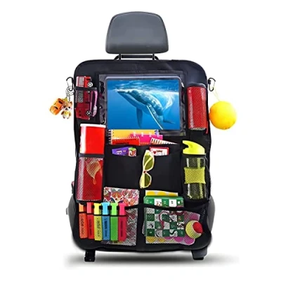 Afbeelding van Autorugleuningbeschermer en organizer, waterdicht in aparte behuizing, Oxford doek, autostoelorganizer, achterbench organizer met veel opbergruimte, rugleuningbescherming voor kinderen (1 stuk)