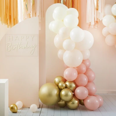 Afbeelding van Perzik en gouden ballon boog kit per stuk