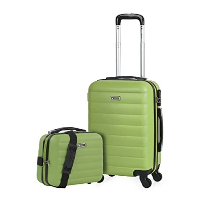 Afbeelding van ITACA Reiskoffer met 4 wielen, trolley 55/65/75 cm en lichte, rekbare ABS tas. 3 kleine, middelgrote 71200, Pistache