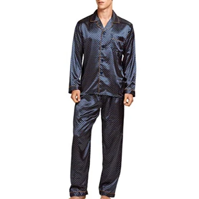 Afbeelding van Satijnen pyjama voor heren, Blauw Goud