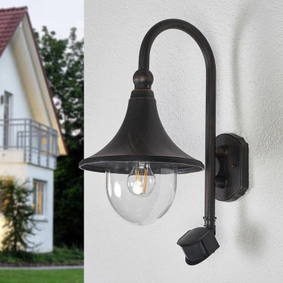 Afbeelding van Lindby Wandlampen buiten 1licht aluminium, polycarbonaat H: 47 cm E27 antiek zwart, helder