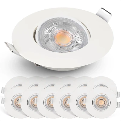 Afbeelding van Spotjes Wit Dimbaar 12 stuks Ultralage Inbouwdiepte 480 Lumen 2700K Warm 4.9W 50 Kantelbaar Emos Exclusive Inbouwspots Led