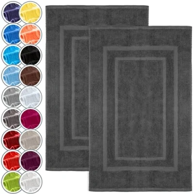 Afbeelding van NatureMark set van 2 badmatten, premium kwaliteit, 100% katoen, 50 x 80 cm, kleur: antracietgrijs