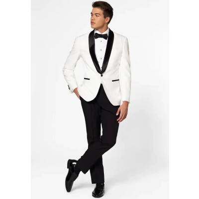 Afbeelding van Opposuits Pearly Tuxedo WITH BOW TIE Kostuum, Heren, Maat: 54, White