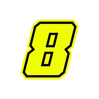 Afbeelding van 4R Quattroerre.it 13388 racenummer 8 Moto GP, fluorescerend geel, 10 x cm