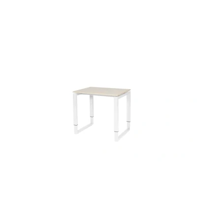 Afbeelding van Domino Plus bureau, hoogte instelbaar (62 85cm) met 80x60cm &#039;zwevend&#039; robson eiken 25mm blad en wit (RAL9010) O poot frame