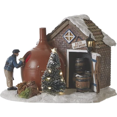 Afbeelding van LuVille Kerstdorp Miniatuur Bierbrouwerij L16 x B14 H12 cm
