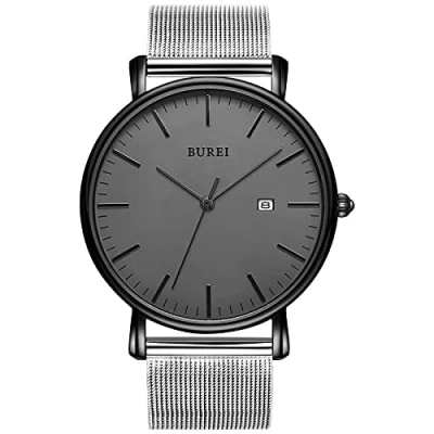 Afbeelding van BUREI Man Klassiek quartz polshorloge met ultradunne behuizing Minimalistisch ontwerp Analoge wijzerplaat Datumvenster Japans uurwerk