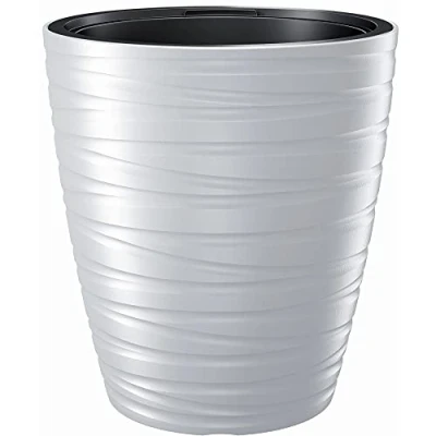 Afbeelding van Prosperplast Plantenpot/bloempot Amazing buiten/binnen kunststof wit D30 x H33 cm met binnenpot