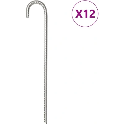 Afbeelding van vidaXL Tentharingen 12 st Ø10 mm 37 cm gegalvaniseerd staal