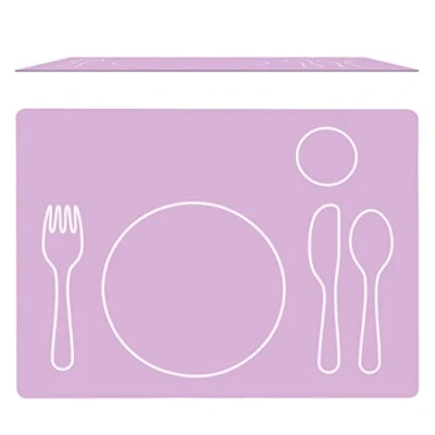 Afbeelding van Montessori Siliconen placemat voor kinderen, wasbaar (roze, 40 x 30 cm)