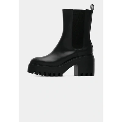 Afbeelding van Calvin Klein Jeans Chunky Heeled Chelsea Enkellaarsjes met hoge hak, Dames, Maat: 36, Triple black Schoenen