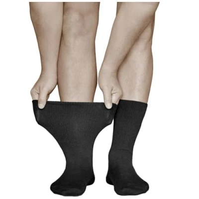 Afbeelding van VITSOCKS Extra grote sokken voor diabetici heren (3 PAAR) sterke of opgeblazen kuit, zwart.