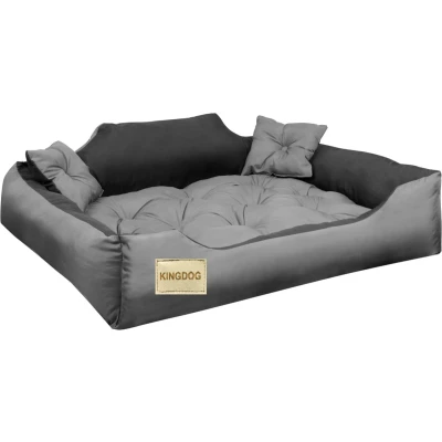 Afbeelding van Kingdog Honden en kattenbed Microvezel 100x80 / 115x95 cm grijs zwart