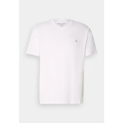Afbeelding van Marc O&#039;Polo Short Sleeve LOGO Tshirt basic, Heren, Maat: Small, White