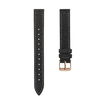 Afbeelding van Leren denim bandje Zwart Garmin Lily 2 Siliconen