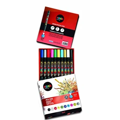 Afbeelding van Posca paintmarker PCF 350, brush tip, étui van 10 stuks, assorti