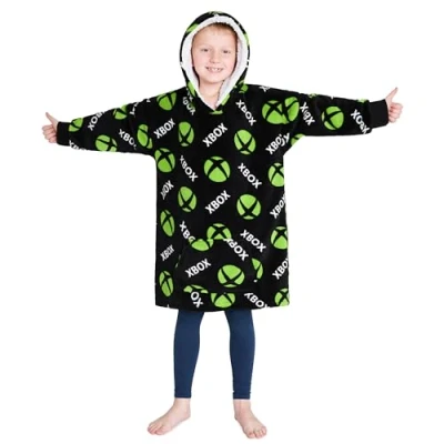 Afbeelding van XBOX Trui voor kinderen, oversized fleece sweatshirt, cadeau idee gamers, eenheidsmaat kinderen en tieners, zwart.