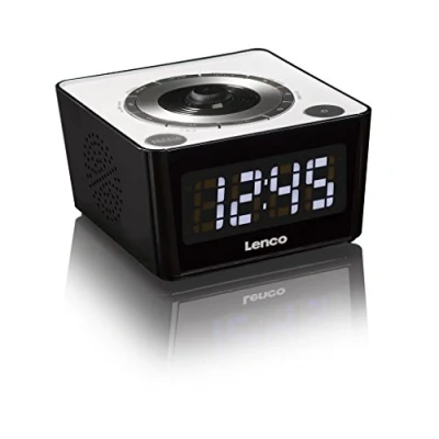 Afbeelding van Lenco CR 16 WHITE Clock draagbare radio zwart, wit