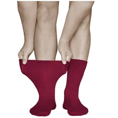 Afbeelding van VITSOCKS Sok zonder diabetische elastiek, extra groot, voor heren (3 paar), niet comprimerend, gezwollen voeten, 39 42, 43 46, 47 50, Bordeaux rood, 42