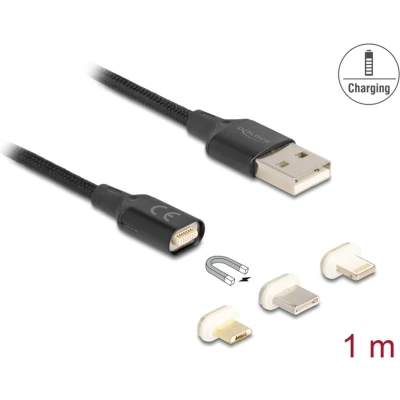 Afbeelding van Delock Magnetische oplaadkabelset voor 8 pins Lightning / Micr (1 m, USB 2.0), kabel